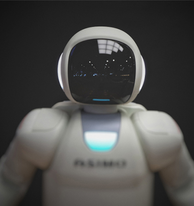 White Robot with blue details